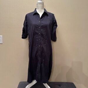 AK Anne Klein Stretch navy blue dress size 12 button up